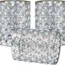 Doraimi Lighting 3 Pack Polyhedral Crystal Metal Pendant Ceiling Chandelier Wall Sconce Lamp Replacement Covers Shade Fixture Brushed Nickel Finish,1.66" Fitter Size,5.6" high*4.4" Diameter