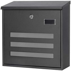 Decaller Galvanized Steel Mailbox with Key Lock, Wall Mount Metal Mail Box Outdoor, 13" x 11.8" x 4.1", 918 Black