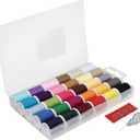 SINGER Polyester Sewing Thread Set - 30 Assorted Colors, 50 Yards per Mini Thread Spool, Sewing Kit Includes 5 Large Eye Hand Needles, 1 Needle Threader, Suitable for Hand and Machine Sewing