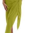 SHENHE Women's Mesh Sarong Swimsuit Coverups Sheer Bathing Suit Maxi Wrap Skirt Beach Pareo (Medium, Olive Green)