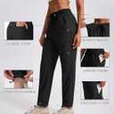 Womens Hiking Pants Quick Dry Water Resistant Lightweight Travel Golf Cargo Safari Pants Zipper Pockets (Black, XXL)
