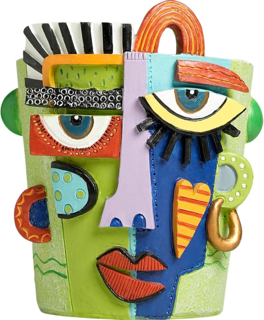 Mint Green Abstract Face Planter Pot/Picasso Flower Pot, Unique Head Planters for Indoor Plants, Abstract Face Decor, Picasso Pots for Home Decor (Large)