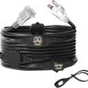 Oviitech 25FT Power Extension Cord 3 Prong, 14 Gauge SJTW 5-15R Male Plug to Female Connector,7 Outlet Cable,Multiple Evenly-Spaced Plug,Suitable for Stage Setting or Outdoor,UL Certified Outlet Cable