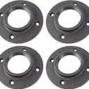 WiseWater 1-1/2" Floor Flanges 4Pcs, Malleable Cast Iron Pipe Flanges, Pipe Fittings with Threaded Hole for DIY Home Project/Furniture/Shelving Decoration And Industrial Vintage Decor (1-1/2 inch) (Black)