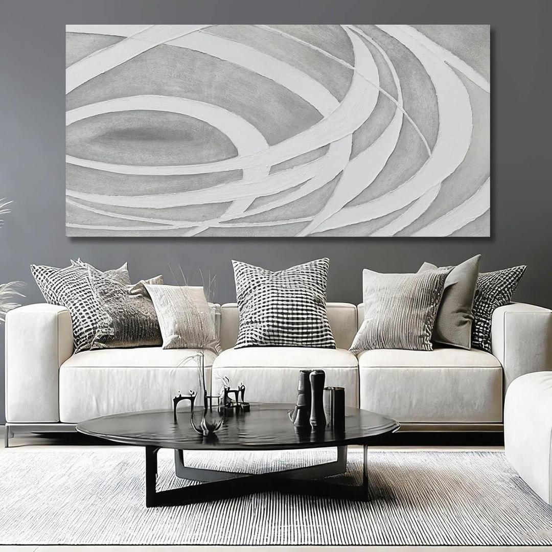 MLART99 Large Abstract Gray White Canvas Wall Art Modern Neutral Line Print Poster for Bedroom Living Room Office Aesthetic Home Decoration 29x58 Inch