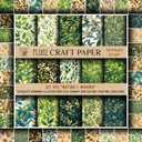 Scrapbook Paper (30 pages 12"x12") Nature's Whisper: Exquisite Greenery Illustrations for Vibrant and Elegant Crafting Creations FLONZ Vintage Styled Double Sided Paper Pad for Craft