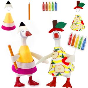 7 Inch Desk Goose Outfits, Back to School Desk Goose Clothes with Pencil, Back to School Decor for Goose Statues Classroom and Home, First Day of School Party Supplies