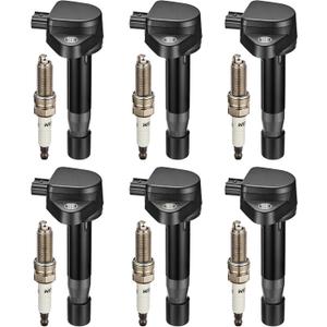 BDFHYK Ignition Coils UF603 and Iridium Spark Plug 97390 Compatible with Honda Accord Odyssey Ridgeline Pilot Acura RL TL TSX ZDX RDX V6 3.5L 3.7L Replaces UF624 5C1722 IC727 C1665 Set of 6