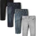 The Children's Place Baby Boys' and Toddler Skinny Jeans (3T, Black/Indigo/Blue/Gray 4-pack)