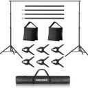 Neewer 2 Pack Photo Studio Backdrop Support System, 10ft/3m Wide 6.6ft/2m High Adjustable Background Stand with 4 Crossbars, 6 Backdrop Clamps, 2 Sandbags, Carrying Bag for Portrait Studio Photography