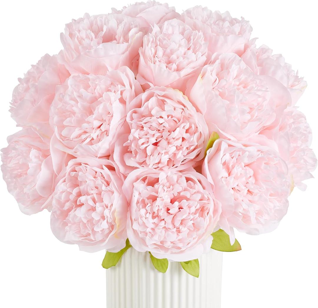 SITUMEIZI 10PCS Artificial Peony Flowers, Real Touch Fake Silk Bouquet with Stems for Home Mothers Day Wedding Party Centerpieces Table Decoration Indoor(Light Pink)