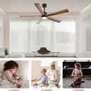 heimo 60 Inch Ceiling Fans with Lights and Remote, Wood Indoor Outdoor Ceiling Fan with Light for Patios Living Room Bedroom 5 Blades Large Mid Century Modern Ceiling Fan (Walnut)