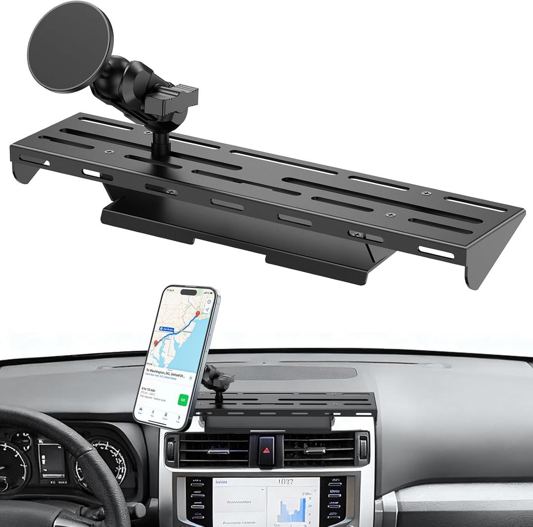 No-Drill Magnetic Dash Phone Holder for 4 Runner 2023 2022 2021 2020, Full Metal Heavy-Duty Console Extension Dash Phone Mount Compatible with 5th 4Runner 20102023, Fits Most Smartphones
