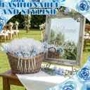 Tuanse 50 Pcs Blue Floral Wedding Fans for Guests Bulk 180 Foldable Mini Portable Handheld Battery Thank You Fan with Hanging Rope for Bridal Shower Birthday Wedding Favors Summer Camping