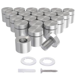 LuckIn 20-Pack Standoff Screws (3/4 in. Dia x 3/4 in. L), Stainless Steel Standoff Mounting Hardware for Acrylic Signs, Silver
