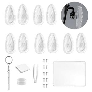 Eyeglass Air Bag Nose Pads,5 Pairs Screw in Air Chamber Nose Piece Nosepads for Glasses, Eyeglasses Replacement Repair Kit Set with Screws, Screwdriver, Tweezer, Storage Case and Cleaning Cloth, Pack of 3