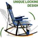 13.8" High Seat Rocking Camping Chair Outdoor with Foot Rest & Headrest, Oversized Folding Rocker Chair with Carry Bag for Lawn Patio Supports 300 lbs