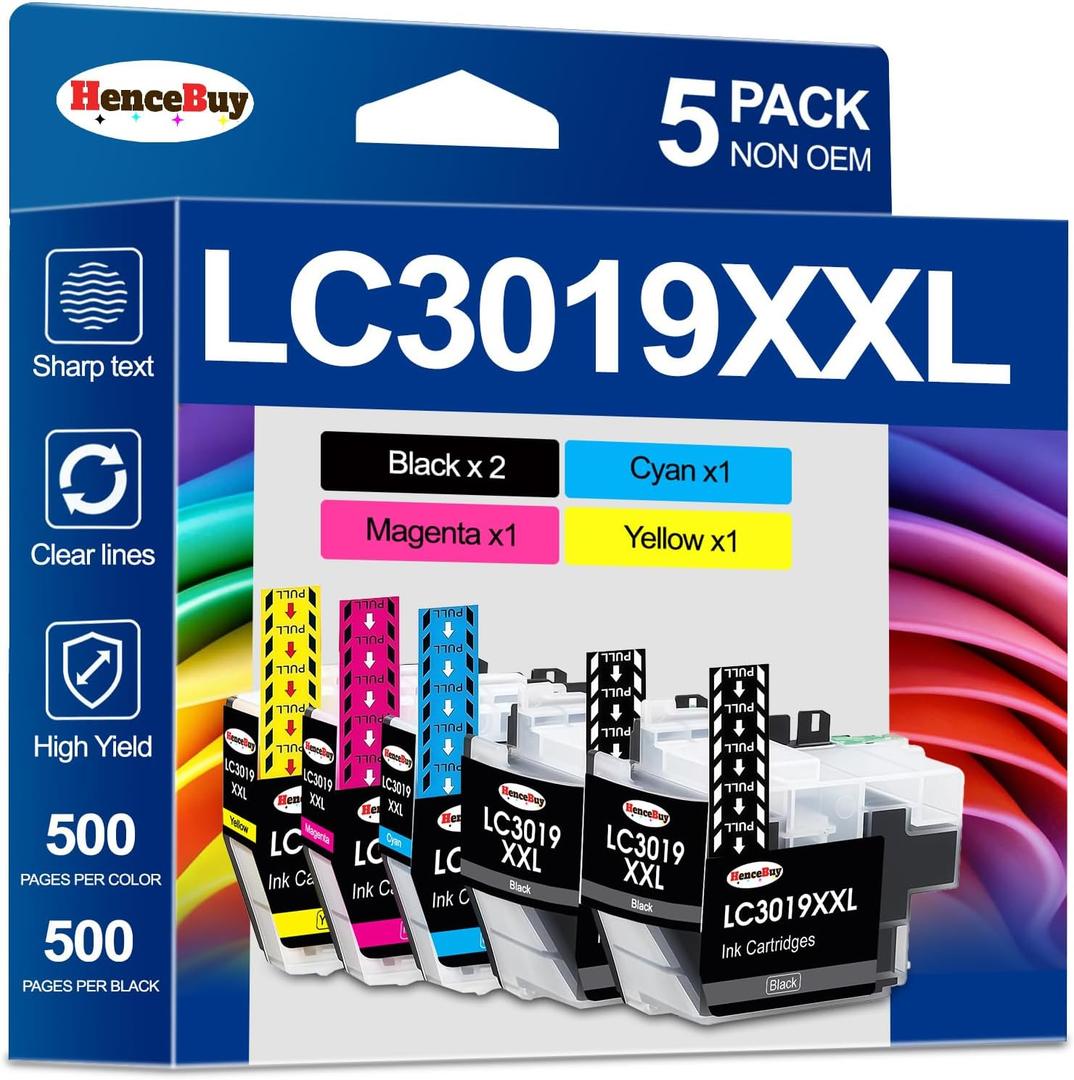 LC3019XXL Ink Cartridge Replacement for Brother LC3019 LC3019XXL LC3017 Work with Brother MFC-J5330DW MFC-J6930DW MFC-J6530DW MFC-J5335DW MFC-J6730DW Printers (2BK/C/M/Y,5-Pack)