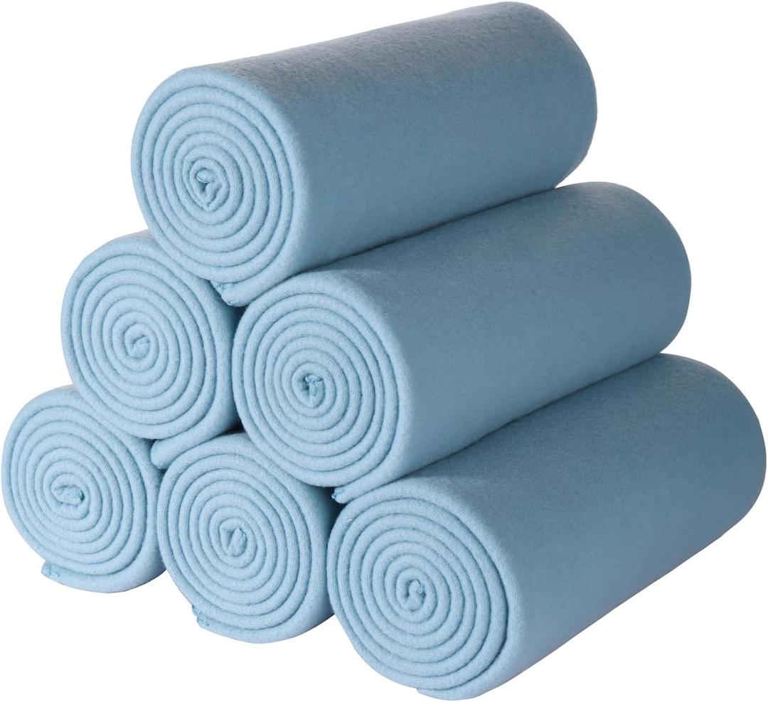 CAI TENG Fleece Throw Blankets Lightweight Warm Soft Cozy Kids Blanket PetFriendly Bulk Fleece Blanket Solid for Home, Bed, Sofa, Dorm, Office, Gifts, Outdoor Washed Blue 6 Pack 50 x 60 inch