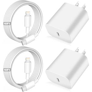iPhone Fast Charger,Apple Charger Super Quick iPhone Charger Fast Charging,2Pack 10FT Long Type-C to Lightning Cable Cord USB C Wall Charger Block Adapter for iPhone 14 13 12 11/13Pro Max/12Mini/XS/XR (White)
