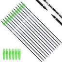 30Inch Carbon Arrow Practice Hunting Arrows with Removable Tips for Compound & Recurve Bow(Pack of 12) (Light Green White)