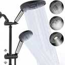 Filtered Shower Head with Handheld Shower Head High Pressure Rainfall System with Slide Bar Dual Filter Softener for Hard Water,6 Spray Modes,Adjustable Height,Black