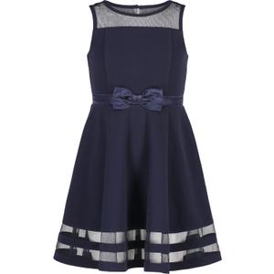 Calvin Klein Girls' Sleeveless Party Dress, Fit and Flare Silhouette, Round Neckline & Back Zip Closure (2T, Navy)
