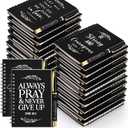 Kosiz 100 Pcs/50 Set Christian Gifts Bulk Include Spiral Notebook and Bible Verse Ballpoint Pen Prayer Scripture Notepad Grandparents Day Journal Gifts for Church Pastor Sunday School Teacher (Black)