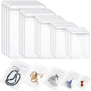 Spakon 160 Pcs Clear PVC Jewelry Bags 5 Sizes Plastic Transparent Zipper Jewelry Bag Anti Tarnish Plastic Small Storage Bags for Holding Rings Earrings