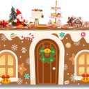 VitalCozy Christmas Rectangle Fitted Tablecloth Reusable Washable Merry Christmas Table Cover for Winter Xmas Holiday Party Decoration Dining Supplies (72" X 30",Gingerbread House)