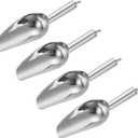uxcell 4pcs Metal Ice Scoop, 8.2" x 2.7"Stainless Steel Ice Scooper for Kitchen Party Bar Wedding Use, Silver