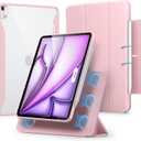 ESR for iPad Air 13 Inch Case M4/M3/M2 (2026/2025/2024) with Pencil Holder, Removable Magnetic Cover, Vertical Stand, Fully Supports Pencil Pro and Pencil(USB-C), Rebound 360 Series, Pink