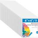 GOTIDEAL Canvases for Painting, 4x4 inch of 24, Professional Primed White Blank Flat Canvas Panels- 100% Cotton Artist Canvas Boards for Acrylics Painting, Oil Watercolor Tempera
