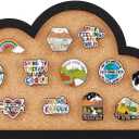 BENECREAT Cloud Pin Board Cork Board Wall Mounted Cork Board, 0.8" Thick Bulletin Display Board for Brooch Pin Storage, Office Home and School Decor, 11x6