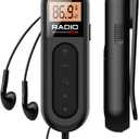 FM Radio, Rechargeable Portable Pocket Transistor Radio with Best Reception,LCD Digital Tuning with Backlight, Stereo Sound, Belt Clip for Jogging,Walking (Black)