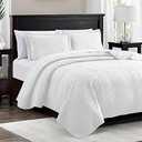 Love's cabin Twin Quilt Set White Bedspreads - Soft Bed Summer Lightweight Bedspread Comforter - Modern Style Wave Pattern Coverlet for All Season - 2 Pieces (1 Quilt, 1 Pillow Sham) (Twin (68"x86"))