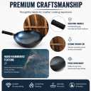 Pure Iron Nonstick Wok with Lid, 14 Inch Large Round Bottom Pan