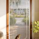 Cat Screen Door, Extra Tall Cat-Proof Mesh Gate, Fit Door Size 30'' x 80'', Anti Scratch Mesh with Zipper Closure, for Living Room, Kitchen, Bedroom (White)