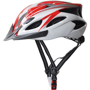 UPANBIKE Adult Bike Helmet - One-Piece Adjustable Safety Protection for Mountain & Road Bikes (Red+White)