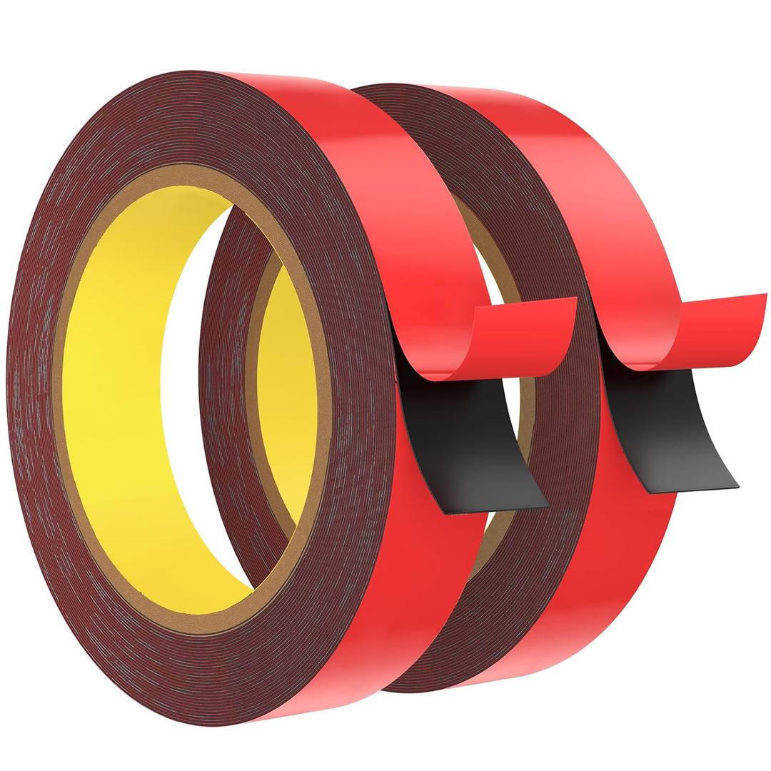 2 x EMITEVER Double Sided Tape 2 Rolls, Heavy Duty Mounting Tape, 16.5FT x 0.94IN Adhesive Foam Tape for Home Office Decor