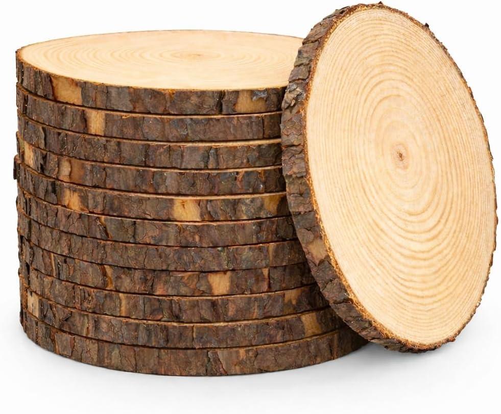Rustic Wood Slices Set of (12) 9-10 inch Wood Slices! Wood centerpieces, Natural Wood Rounds (12)