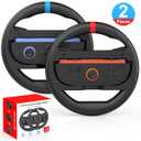 IEFROM 2-Pack Switch Steering Wheel, Black Joy-Con Grip for Mario Kart 8 Deluxe & Mario Kart 9, Plug-and-Play Racing Controller, Ideal Gift Accessory