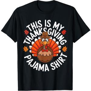 This is My Thanksgiving Pajama Shirt Adult Kid Men Women Pjs T-Shirt S