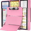 Nursing Clipboard Foldable, Foldable Clipboard w/Nursing Edition Cheat Charts, 3 Layers Aluminum, Nurse Clipboard w/Low Profile Clip&Pen Clip Pocket Clipboard for Students, Nurses and Doctors, Pink