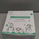 Domensi 4 Set 8 Inch Large Porcelain Kids Plates with Suction Divided Ceramic Toddler Plate with Anti-slip Silicone Sleeve Detachable Design Microwave Dishwasher Safe for Children Baby(Vibrant Color)