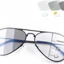 YIMI Photochromic Progressive Multifocus Reading Glasses UV400 Sunglasses Blue Light Blocking Aviator Transition Presbyopic (Black)