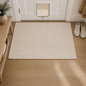 The Knitted Co. Handwoven Wool Doormat - Hand Woven Natural Footmat Rugs- Kitchen Hallway Dining Room (Ivory- 2'x3')