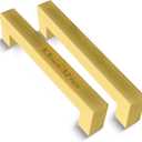 Mega Handles 12 Pack I Cabinet Pulls 5.5 Inch, Stainless Steel Cabinet Handle Pulls I Ideal for Kitchen Drawer, Cabinets, Door, Cupboard I Hardware for Cabinets - Hole Distance 5 Inch - Satin Brass