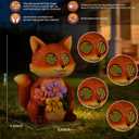 Garden Statues Fox with Solar Moving LED Eyes Outdoor Animal Figurines Decorations for Patio Yard Lawn Ornaments Gifts for Birthday Easter Housewarming (Fox)