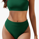 YACUN Women's High Waisted Bikini Swimsuit Two Piece Strapless Bandeau Cheeky Bathing Suits, Size Medium